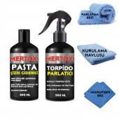MERTOX ARAÇ ARABA OTOMOBİL OTO TEMİZLİK SETİ - İNCE ÇİZİK GİDERİCİ PASTA + TORPİDO PARLATICI 2X500ML - 1