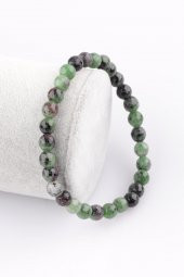 Anyolit Doğal Taş Bileklik 6 mm Fasetli Küre Kesim thumbnail 1