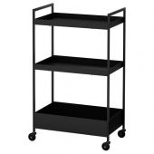 3 Katlı Servis Arabası IKEA Siyah Renk 50.5x30x83 cm Düzenleyici Raf Ünitesi Çelik - 1