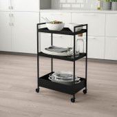 3 Katlı Servis Arabası IKEA Siyah Renk 50.5x30x83 cm Düzenleyici Raf Ünitesi Çelik - 3