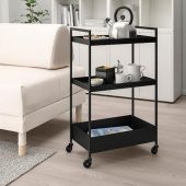 3 Katlı Servis Arabası IKEA Siyah Renk 50.5x30x83 cm Düzenleyici Raf Ünitesi Çelik - 4