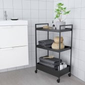 3 Katlı Servis Arabası IKEA Siyah Renk 50.5x30x83 cm Düzenleyici Raf Ünitesi Çelik - 6
