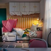 Çocuk Yatak Tentesi IKEA Pembe Renk 70/80/90 MeridyenDukkan Çocuk Yatağı Başlığı Açılır-Kapanır - 4