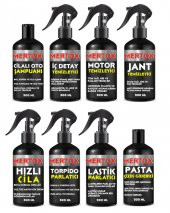 MERTOX ARAÇ ARABA OTOMOBİL OTO TEMİZLİK SETİ ŞAMPUAN+İÇ DETAY+MOTOR+HIZLI CİLA+TORPİDO+LASTİK+JANT+PASTA 8X500ML - 1