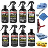 MERTOX ARAÇ ARABA OTOMOBİL OTO TEMİZLİK ÜRÜNLERİ ŞAMPUAN+İÇ DETAY+MOTOR+HIZLI CİLA+TORPİDO+LASTİK+JANT+PASTA 8X500ML - 1