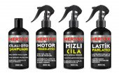 MERTOX ARAÇ ARABA OTOMOBİL OTO TEMİZLİK SETİ ÜRÜNLERİ OTO ŞAMPUANI+MOTOR TEMİZLEYİCİ+HIZLI CİLA+LASTİK PARLATICI 4X500ML - 1
