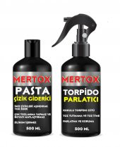 MERTOX ARAÇ ARABA OTOMOBİL OTO TEMİZLİK SETİ ÜRÜNLERİ-İNCE ÇİZİK GİDERİCİ PASTA+TORPİDO PARLATICI 2X500ML MALZEMELERİ - 1