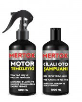 MERTOX ARAÇ ARABA OTOMOBİL OTO TEMİZLİK SETİ ÜRÜNLERİ - MOTOR TEMİZLEYİCİ + CİLALI OTO ŞAMPUANI 2X500ML  MALZEMELERİ thumbnail 1