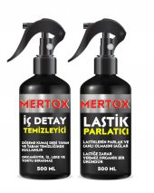MERTOX ARAÇ ARABA OTOMOBİL OTO TEMİZLİK SETİ ÜRÜNLERİ İÇ DETAY TEMİZLEYİCİ + LASTİK PARLATICI 2X500ML MALZEMELERİ - 1
