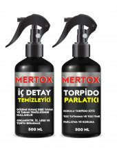 MERTOX ARAÇ ARABA OTOMOBİL OTO TEMİZLİK SETİ ÜRÜNLERİ - İÇ DETAY TEMİZLEME + TORPİDO PARLATICI 2X500ML MALZEMELERİ - 1