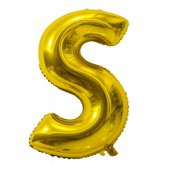 Harf Folyo Balon Büyük Boy Metalik Altın S Harfi Folyo Balon Metalik - 100 cm - 1