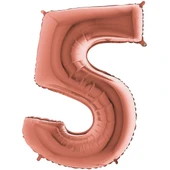 Rakam Folyo Balon Metalik Gül Kurusu - 5 Yaş Folyo Balon Metalik - 5 Yaş Balonu - 1