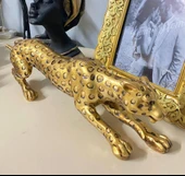Leopar Eskitme Gold Dekoratif Biblo - 2