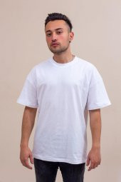 Beyaz Basic Düz Baskısız Pamuklu Oversize Tişört 22ETSHOVRS - 4