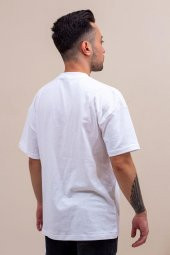 Beyaz Basic Düz Baskısız Pamuklu Oversize Tişört 22ETSHOVRS - 6