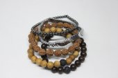 Hematit Doğal Taşlı & Ahşap Boncuklu Erkek Bileklik 5li  Set (Sınırlı sayıda üretim) thumbnail 5