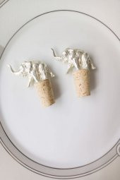 2 Adet Gümüş Dekoratif Fil Figürlü Tıpa - 1