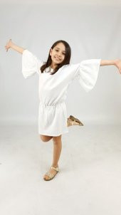 Zeze Melek Beyaz Nakış Elbise - 1