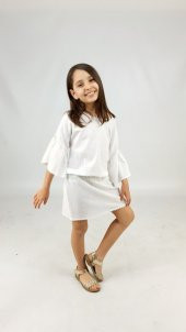 Zeze Melek Beyaz Nakış Elbise - 2