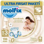Molfix Pure Soft Ultra Avantaj Bebek Bezi 3 Beden 98X2 196 Adet thumbnail 1