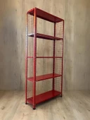 5 Katlı Renkli Tel Kafes Çelik Raf - Dekoratif Raf  Kırmızı 31x60 cm 150 cm thumbnail 1