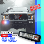 NKT GROUP 10 Led 18 W 3 Modlu Kırmızı Mavi Beyaz Flashlı Gündüz Ledi Off Road Far Çalışma Lambası Sis Lambası - 1