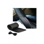 Noktalı Siyah Deri Siyah Ip Dikmeli Direksiyon Kılıfı - 1