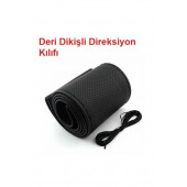 Noktalı Siyah Deri Siyah Ip Dikmeli Direksiyon Kılıfı - 2