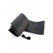 Noktalı Siyah Deri Siyah Ip Dikmeli Direksiyon Kılıfı - 5