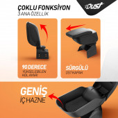 Her Araca Uygun Universal Kol Dayama Sürgülü Geniş Siyah - 4