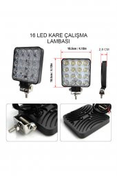 4 Adet 16 Led Off Road Kare Çalışma Lambası Sis Lambası Projektör Gündüz Farı 48 Watt thumbnail 2