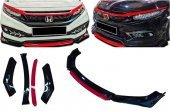 Citroen Nemo Uygun Universal Flaplı 4 Parça Lip Piano Black Kırmızı Dilli - 1