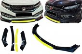 Kia Cerato Uygun Universal Flaplı 4 Parça Lip Piano Black Sarı Dilli - 1