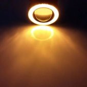 76 MM Turuncu Mercekli Angel Led Halkalı Sis Far Metal Gövde - 2
