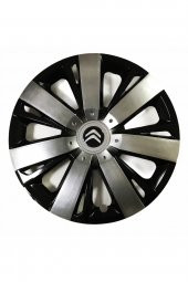 Citroen C5 Uyumlu 15 Inç Piano Black Siyah Beyaz Renkli Jant Kapağı 4 Adet - 1