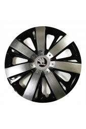 Skoda Rapid Uyumlu 15 Inç Piano Black Siyah Beyaz Renkli Jant Kapağı 4 Adet thumbnail 1