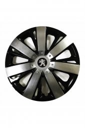 Peugeot 307 Uyumlu 15 Inç Piano Black Siyah Beyaz Renkli Jant Kapağı 4 Adet - 1