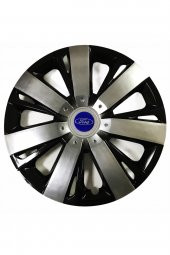 Ford Taunus  Uyumlu 15 Inç Piano Black Siyah Beyaz Renkli Jant Kapağı 4 Adet - 1