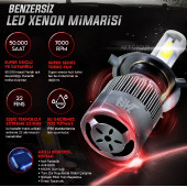 H4 White Beyaz Led Xenon Far Ledi Led Zenon Far Ampulü - 2