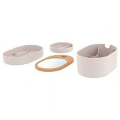 Ayna Kapaklı Saklama Kutusu IKEA Bölmeli- Plastik Mantar MeridyenDukkan 24x17 Cm Makyaj-Takı Organizeri - 2
