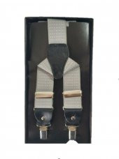 JANTİ PANTOLON ASKISI UNISEX 3,5 CM NOKTA DESENLİ DERİ MALZEMELİ METAL APARATLI - 2
