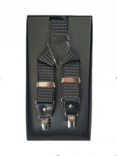 JANTİ PANTOLON ASKISI UNISEX 3,5 CM NOKTA DESENLİ DERİ MALZEMELİ METAL APARATLI - 3