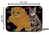 Miapet Elekli Desenli Kedi Tuvalet Önü Paspası 60 x 45 cm Tombul Kedi - 2