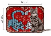 Miapet Elekli Desenli Kedi Tuvalet Önü Paspası 60 X 45 Cm Love You - 2