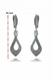 925 Gümüş Pırlanta Modeli Su Damla Üst Kalite Küpe - 3