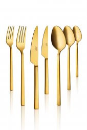 Klas Titanyum Mat Gold 7 Parça Çatal Kaşık Bıçak Takımı 18/10 Paslanmaz Çelik - 2