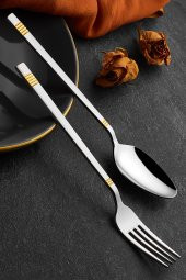 Duru Gold 30 Parça Çatal Kaşık Takımı 18/10 Paslanmaz Çelik - 1