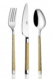 Pera Gold 18 Parça Çatal Kaşık Bıçak Takımı 18/10 Paslanmaz Çelik - 1