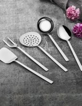 Klas 5 Parça Kepçe Kevgir Servis Takımı 18/10 Paslanmaz Çelik - 1