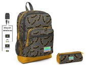 Coral High Yarasa Baskılı İlkokul Sırt Çantası ve Kalemlik Seti - Erkek Çocuk - USB Soketli - 1